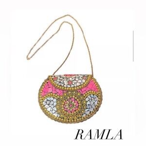 Ramla Mosaic Pink & Gold Beverly Hills Handmade Bag New in packaging